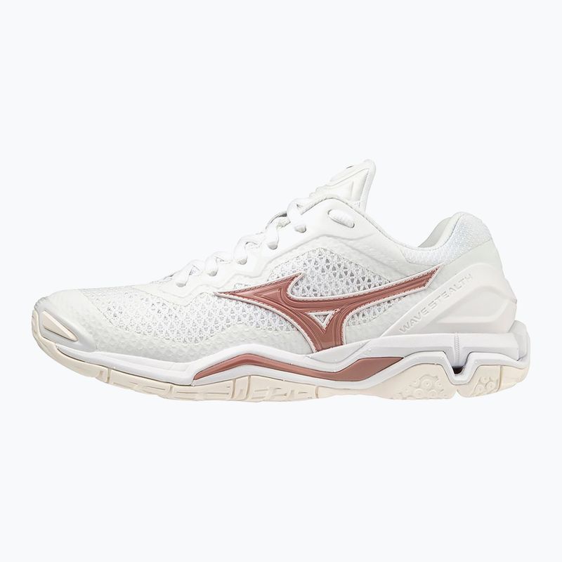 Scarpe da pallamano da donna Mizuno Wave Stealth V bianco/rosa/bianco neve