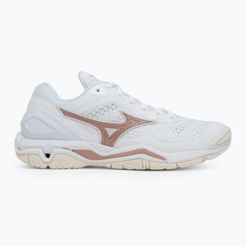 Scarpe da pallamano da donna Mizuno Wave Stealth V bianco/rosa/bianco neve 2