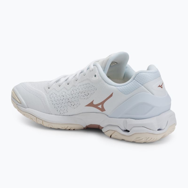 Scarpe da pallamano da donna Mizuno Wave Stealth V bianco/rosa/bianco neve 3