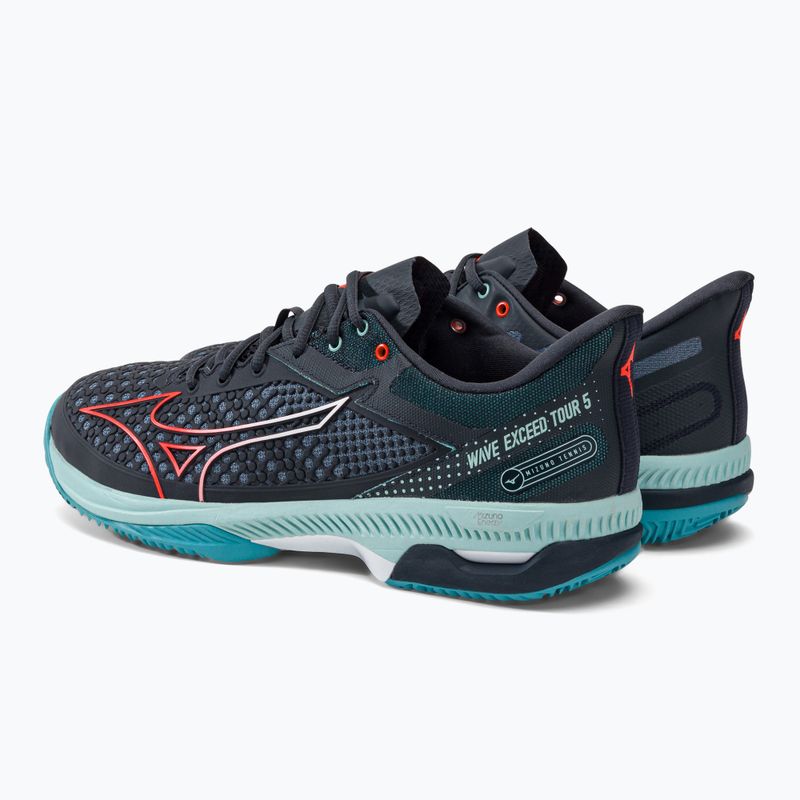 Scarpe da tennis da uomo Mizuno Wave Exceed Tour 5 CC blu collegiale/soleil/turchese manager 3