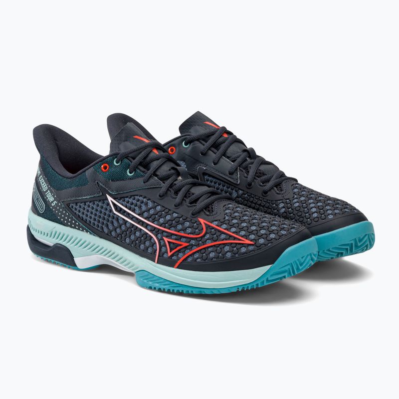 Scarpe da tennis da uomo Mizuno Wave Exceed Tour 5 CC blu collegiale/soleil/turchese manager 4