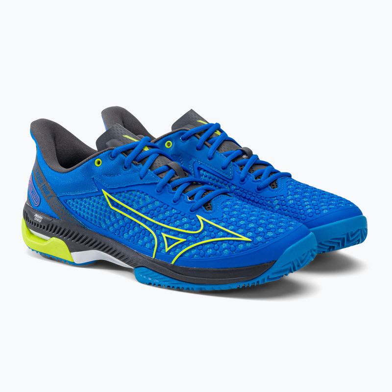 Scarpe da tennis da uomo Mizuno Wave Exceed Tour 5 CC pace blue/acid lime/iron gate 4