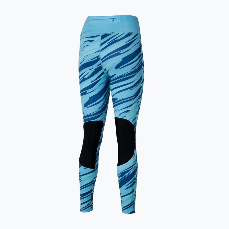 Leggings da corsa da donna Mizuno 7/8 stampato blu maui 2