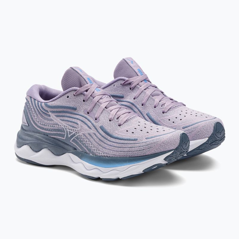 Scarpe da corsa da donna Mizuno Wave Skyrise 4 glicine/bianco/chinablu 5