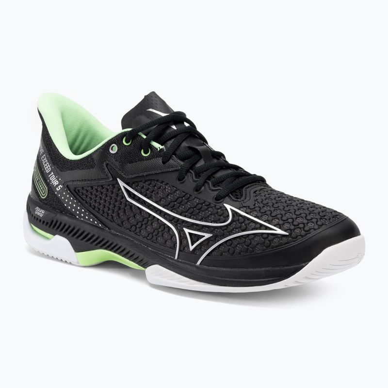 Scarpe da tennis da uomo Mizuno Wave Exceed Tour 5 AC nero/argento/verde techno