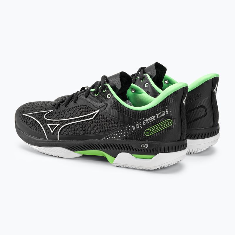 Scarpe da tennis da uomo Mizuno Wave Exceed Tour 5 CC nero/argento/verde techno 4