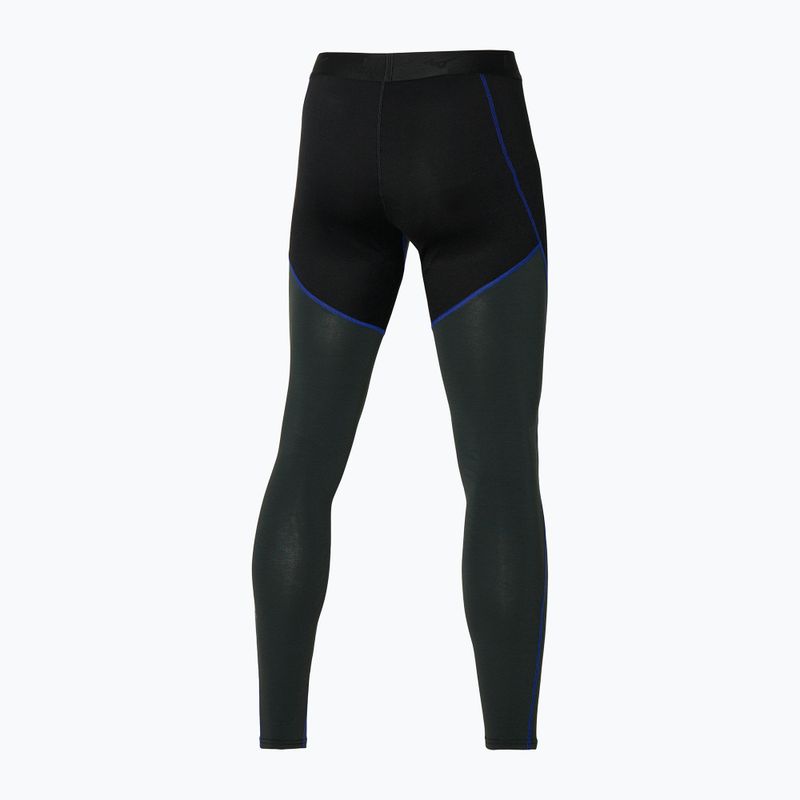 Leggings da corsa da uomo Mizuno Merino WoolLong nero/blu surf 2
