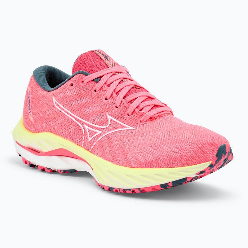 Scarpe da corsa da donna Mizuno Wave Inspire 19 hi vis rosa/ bianco neve/ luminoso