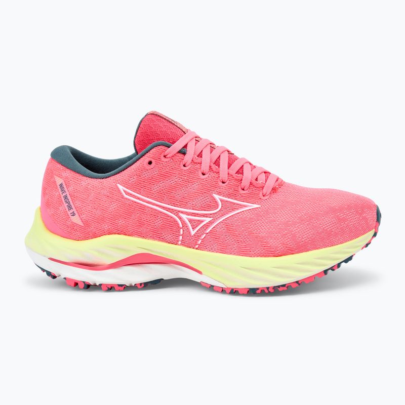 Scarpe da corsa da donna Mizuno Wave Inspire 19 hi vis rosa/ bianco neve/ luminoso 2