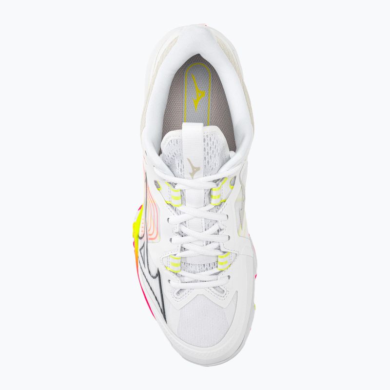 Scarpe da badminton da uomo Mizuno Wave Claw Neo 2 bianco/roccia lunare/rosa alta visibilità 7