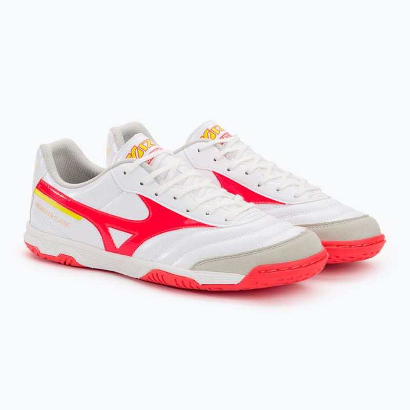 Mizuno Morelia Sala Classic IN bianco/flery coral2/bolt2 scarpe da calcio da uomo 4