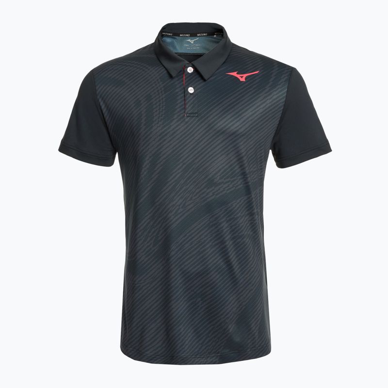 Polo da tennis da uomo Mizuno Charge Shadow Polo nero