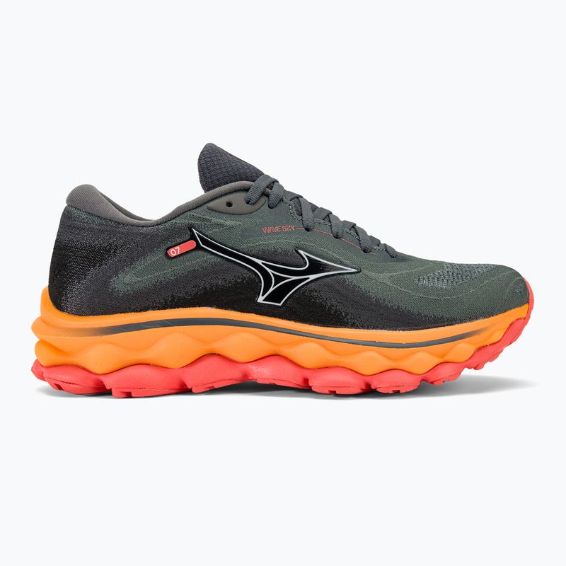 Scarpe da corsa da donna Mizuno Wave Sky 7 turbolenza/bianco/carota 2