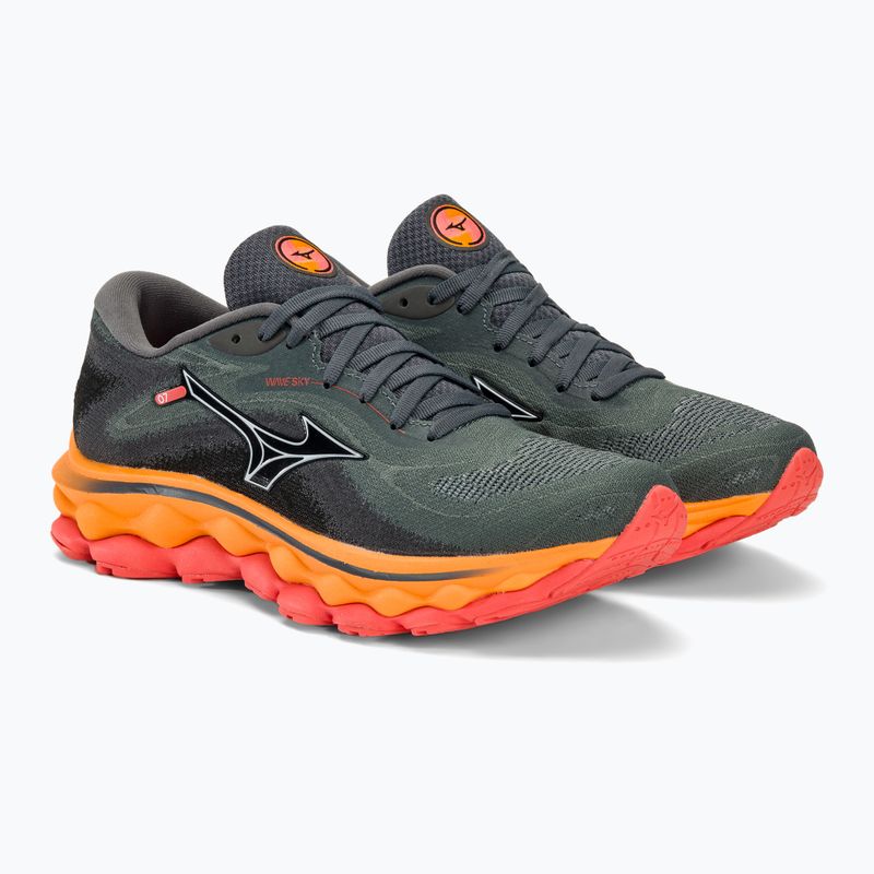 Scarpe da corsa da donna Mizuno Wave Sky 7 turbolenza/bianco/carota 5
