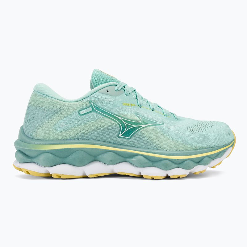 Scarpe da corsa da donna Mizuno Wave Sky 7 blu uovo/bianco/sole 2