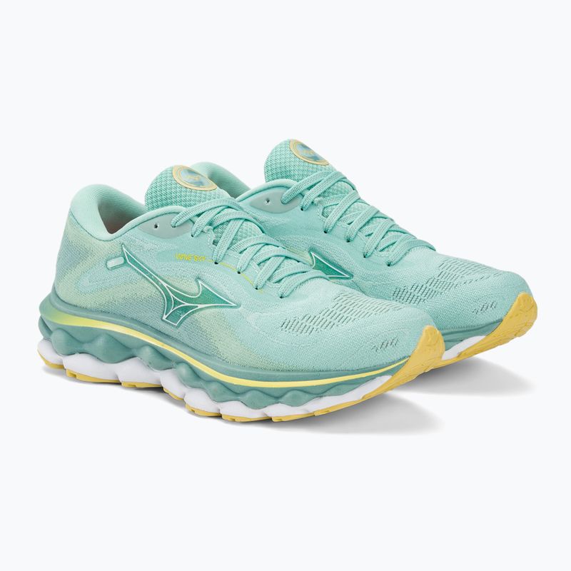 Scarpe da corsa da donna Mizuno Wave Sky 7 blu uovo/bianco/sole 5