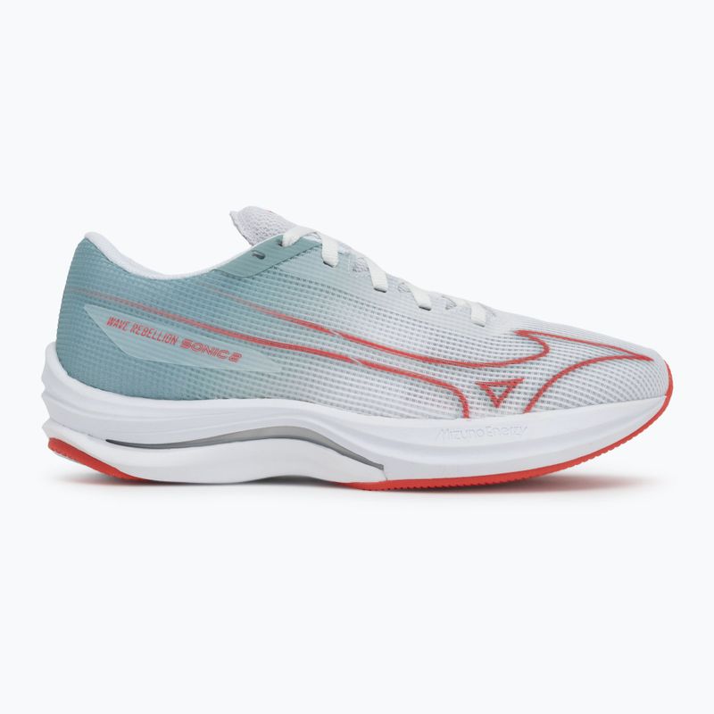 Scarpe da corsa da donna Mizuno Wave Rebellion Sonic 2 fiume bianco/cayenne/nebbia grigia 2