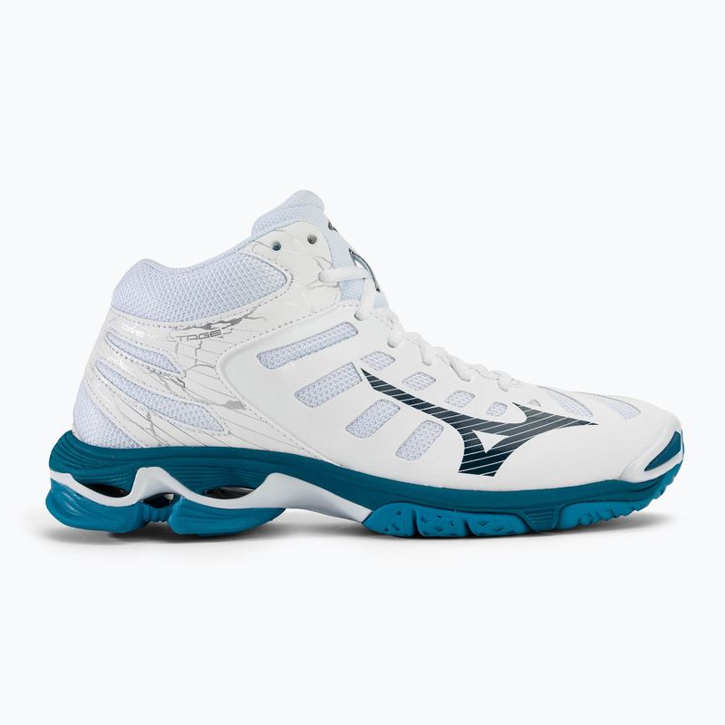 Scarpe da pallavolo da uomo Mizuno Wave Mid Voltage bianco/blu marina/argento 2