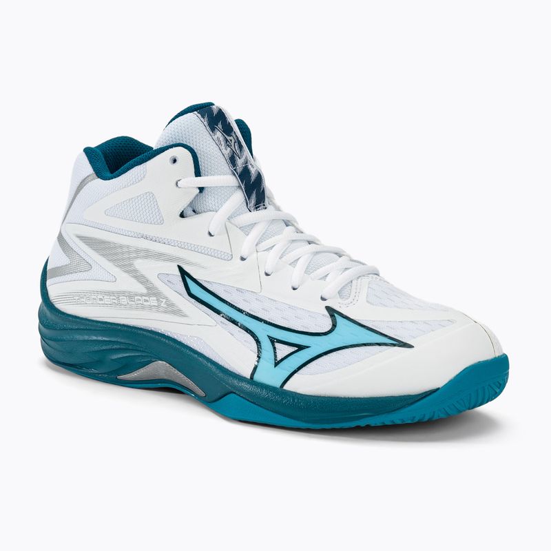 Scarpe da pallavolo da uomo Mizuno Thunder Blade Z Mid bianco/blu marina/argento