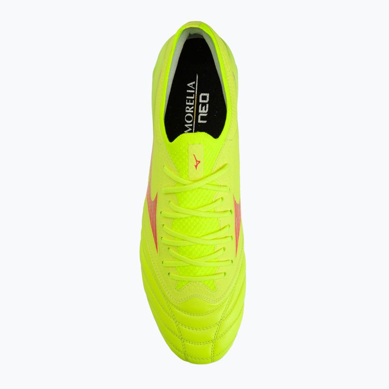 Scarpe da calcio Mizuno Morelia Neo IV Β Elite MD giallo sicurezza/fuoco corallo 2/argento galassia da uomo 7
