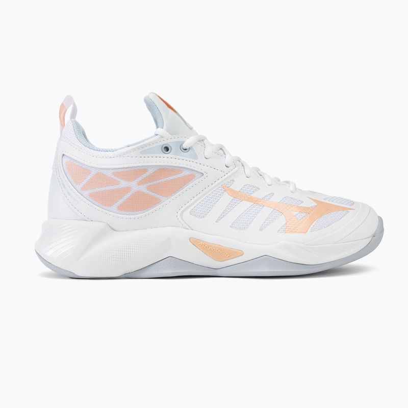 Scarpe da pallavolo donna Mizuno Wave Dimension bianco/pesca parfait/blu alogeno 2
