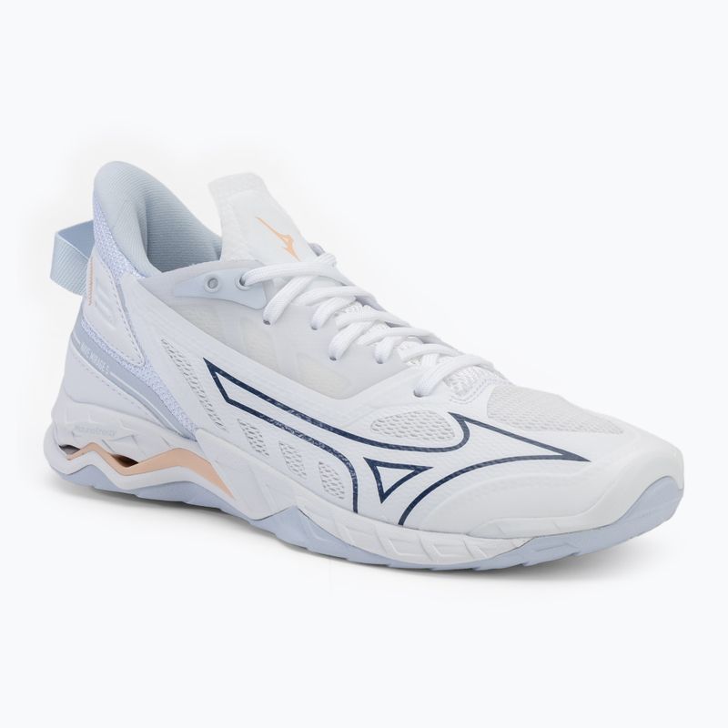Scarpe da pallamano da donna Mizuno Wave Mirage 5 bianco/navy peonia/pesca parfait