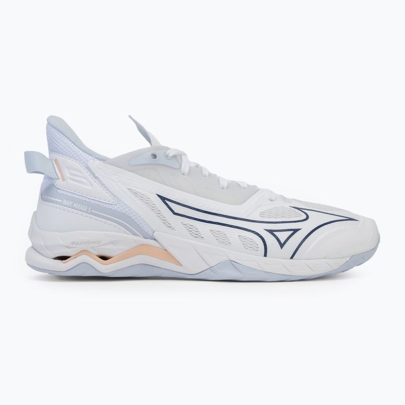 Scarpe da pallamano da donna Mizuno Wave Mirage 5 bianco/navy peonia/pesca parfait 2