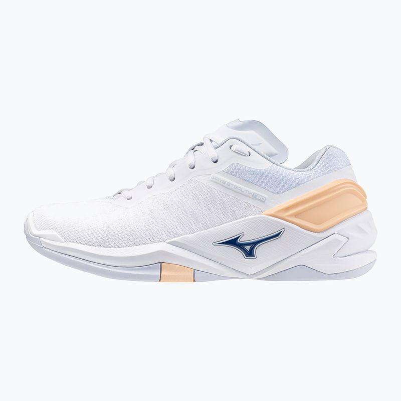 Scarpe da pallamano da donna Mizuno Wave Stealth Neo bianco/navy peonia/pesca parfait