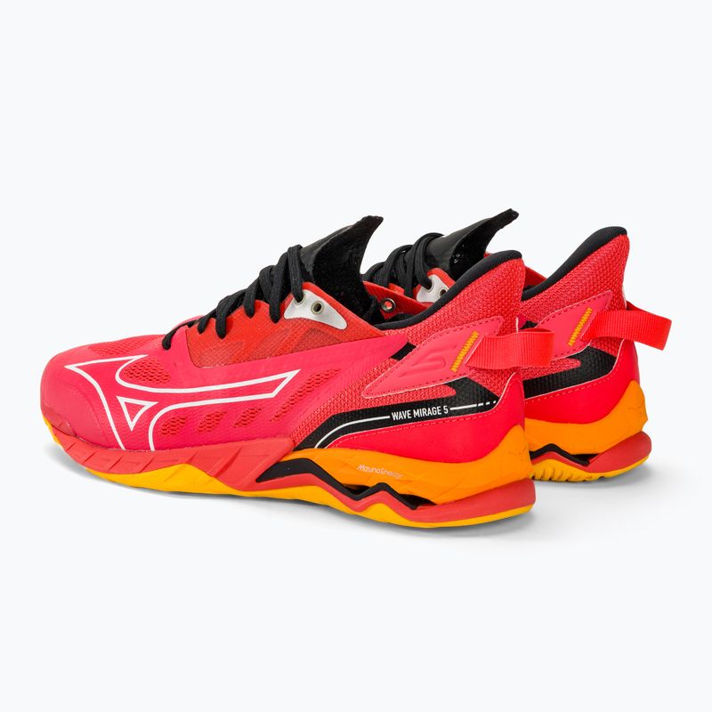 Scarpe da pallamano da uomo Mizuno Wave Mirage 5 rosso radioso/bianco/carota 3