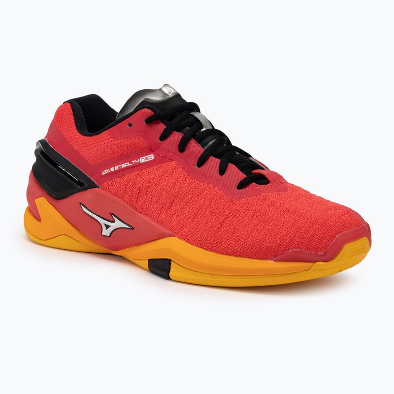 Scarpe da pallamano da uomo Mizuno Wave Stealth Neo rosso radioso/bianco/carota