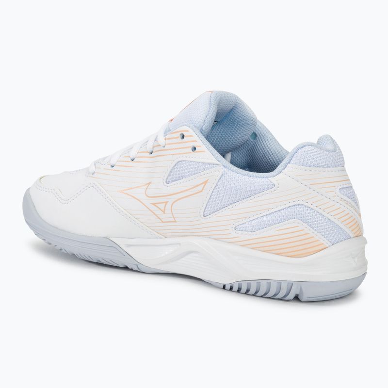 Scarpe da pallavolo da donna Mizuno Cyclone Speed 4 bianco/pesca parfait/blu alogeno 3