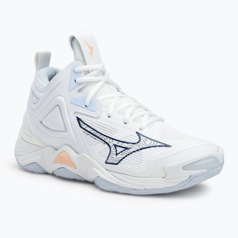 Scarpe da pallavolo donna Mizuno Wave Momentum 3 Mid bianco/marino peonia/pesca parfait