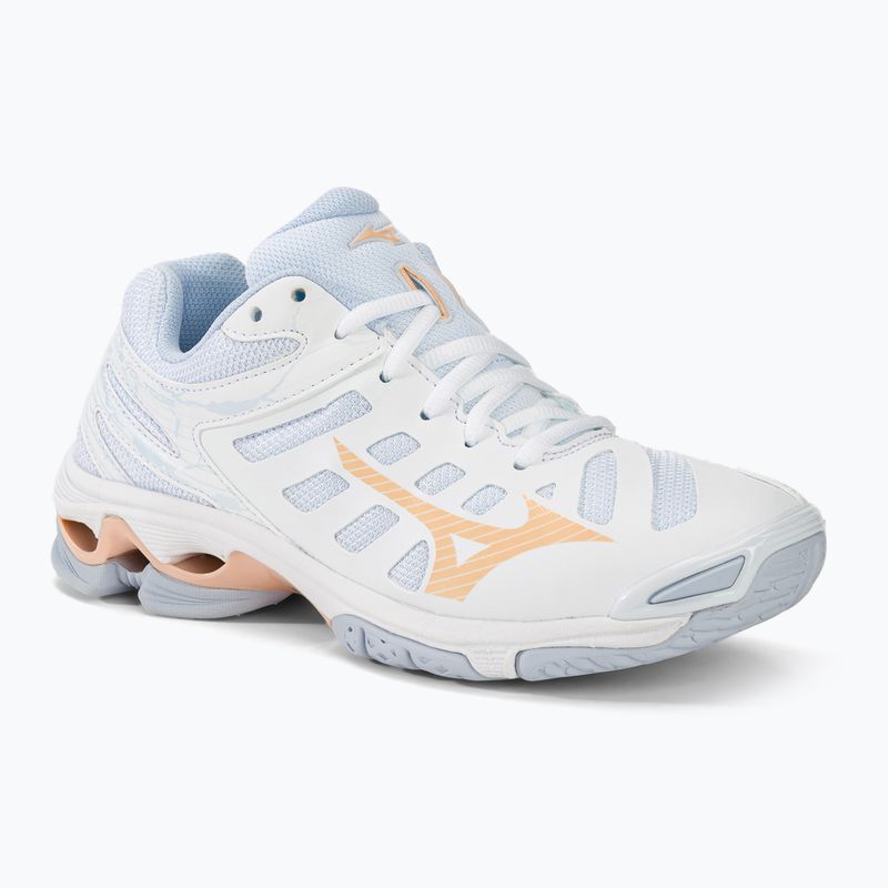 Scarpe da pallavolo donna Mizuno Wave Voltage bianco/pesca parfait/blu alogeno