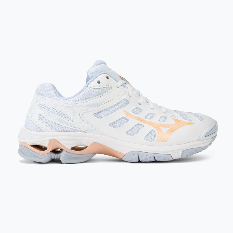 Scarpe da pallavolo donna Mizuno Wave Voltage bianco/pesca parfait/blu alogeno 2