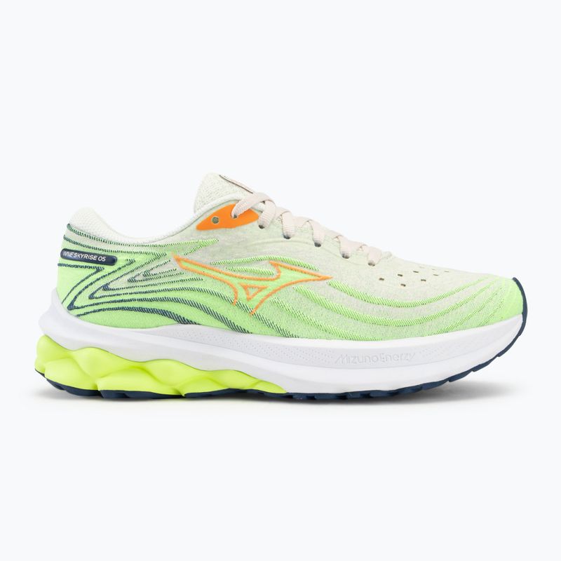 Scarpe da corsa da donna Mizuno Wave Skyrise 5 pristine/vibrant orange/mizuno neo lime 2