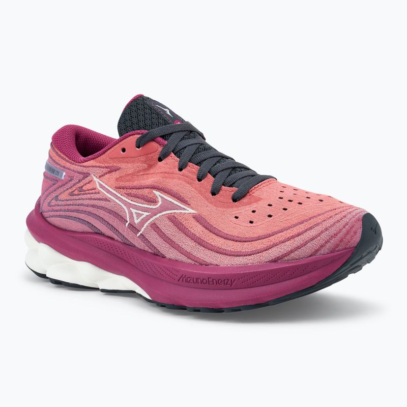 Scarpe da corsa da donna Mizuno Wave Skyrise 5 rosso minerale/sabbia bianca/quarzo viola