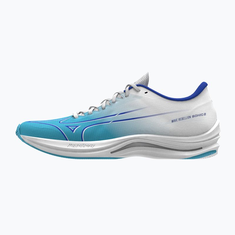 Scarpe da corsa da uomo Mizuno Wave Rebellion Sonic 2 blu fiume/bluugen/bianco 8