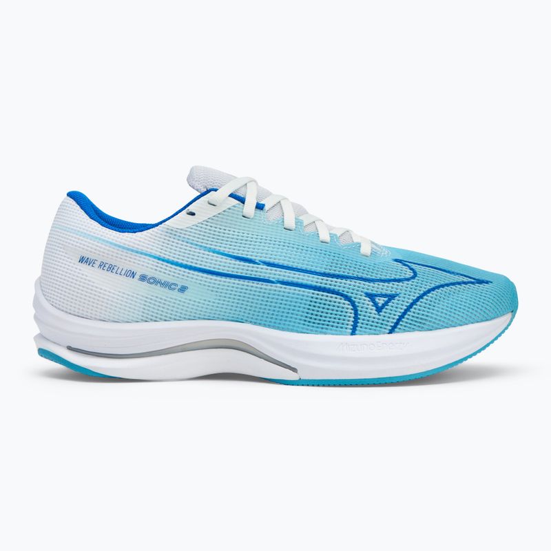 Scarpe da corsa da uomo Mizuno Wave Rebellion Sonic 2 blu fiume/bluugen/bianco 2