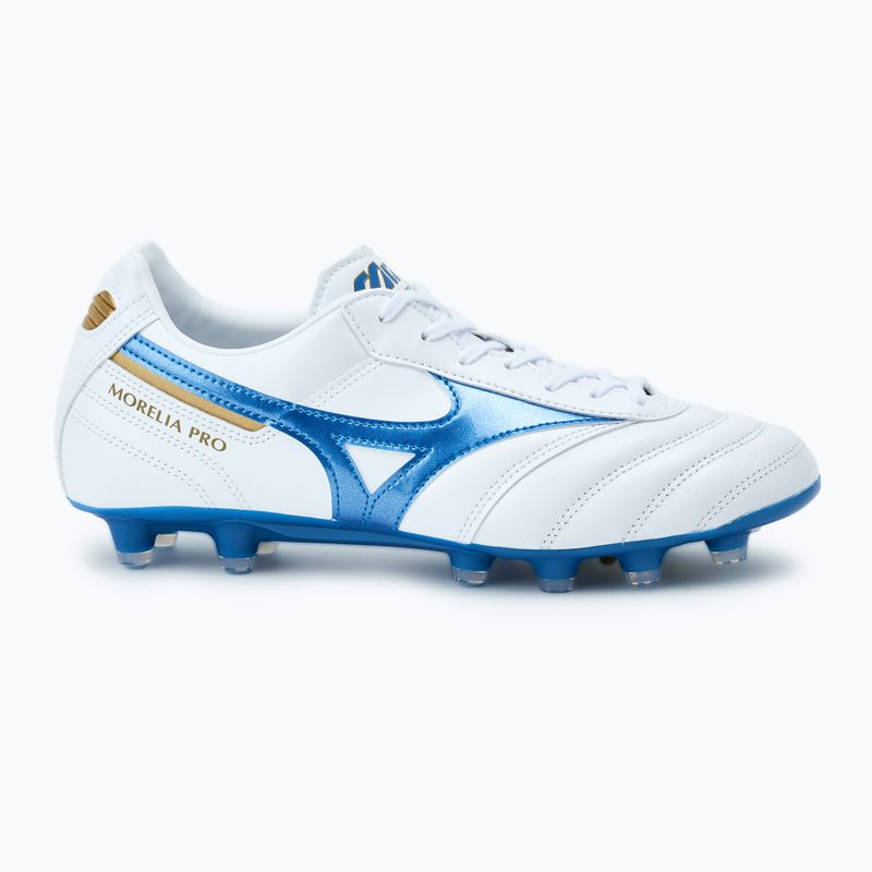 Scarpe da calcio Mizuno Morelia II Pro MD da uomo bianco/blu laser/oro 2