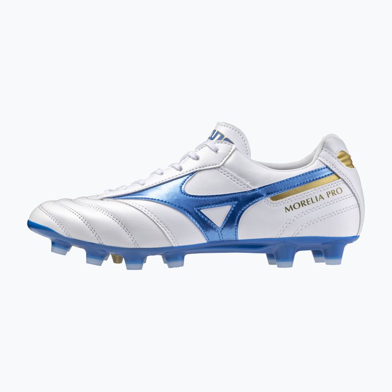 Scarpe da calcio Mizuno Morelia II Pro MD da uomo bianco/blu laser/oro