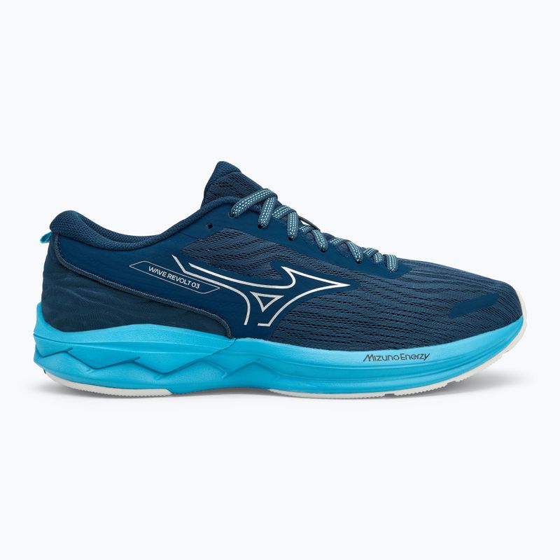 Scarpe da corsa da uomo Mizuno Wave Revolt 3 blue wing teal/neo silver/river blue 2