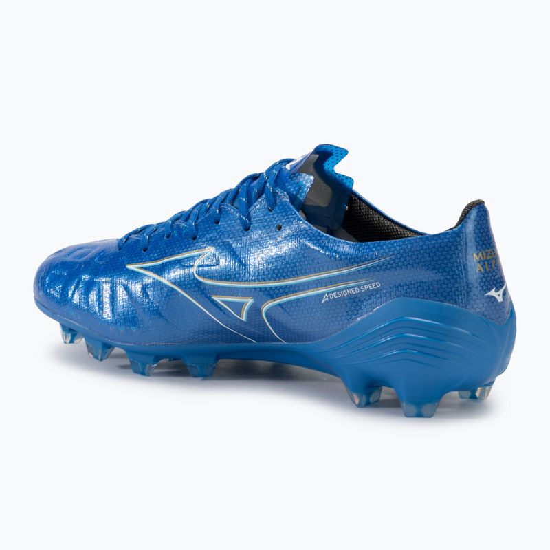 Scarpe da calcio da uomo Mizuno α Elite FG bianco/blu laser/oro 3