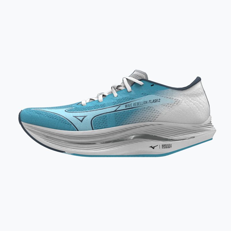 Scarpe da corsa da donna Mizuno Wave Rebellion Flash 2 blu fiume/blu wing teal/bianco 8