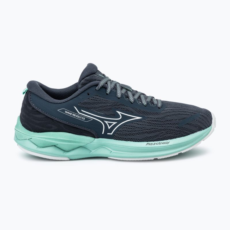 Scarpe da corsa da donna Mizuno Wave Revolt 3 india ink/neo silver/dusty jade green 2