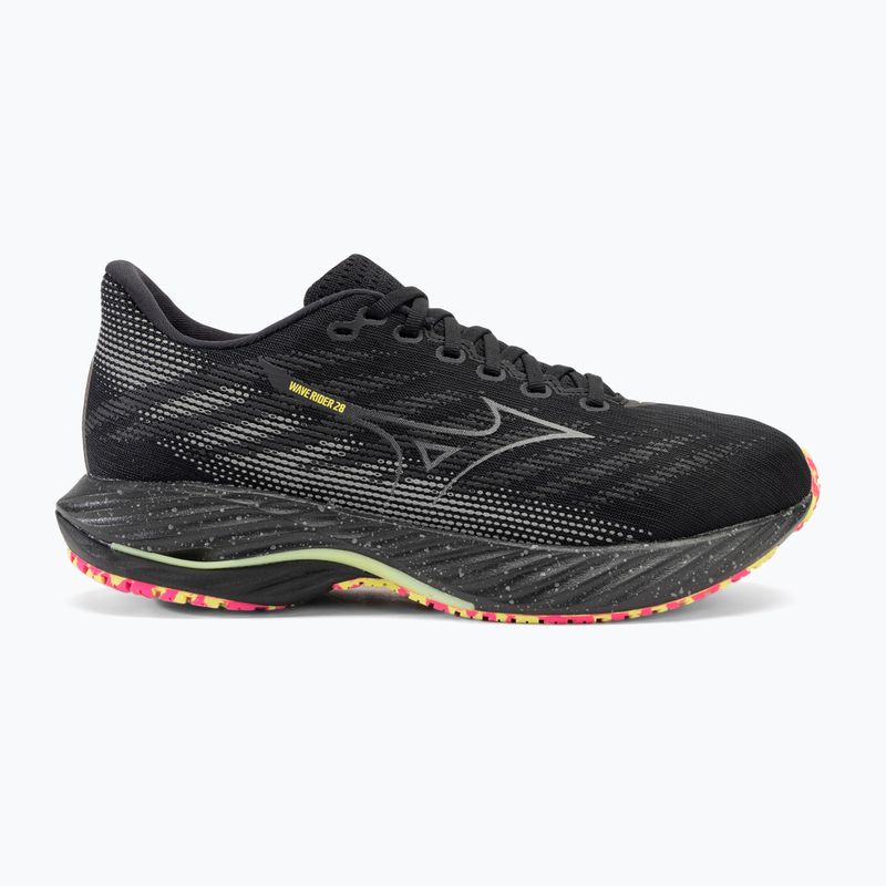 Scarpe da corsa da uomo Mizuno Wave Rider 28 nero/argento/lime solare 2
