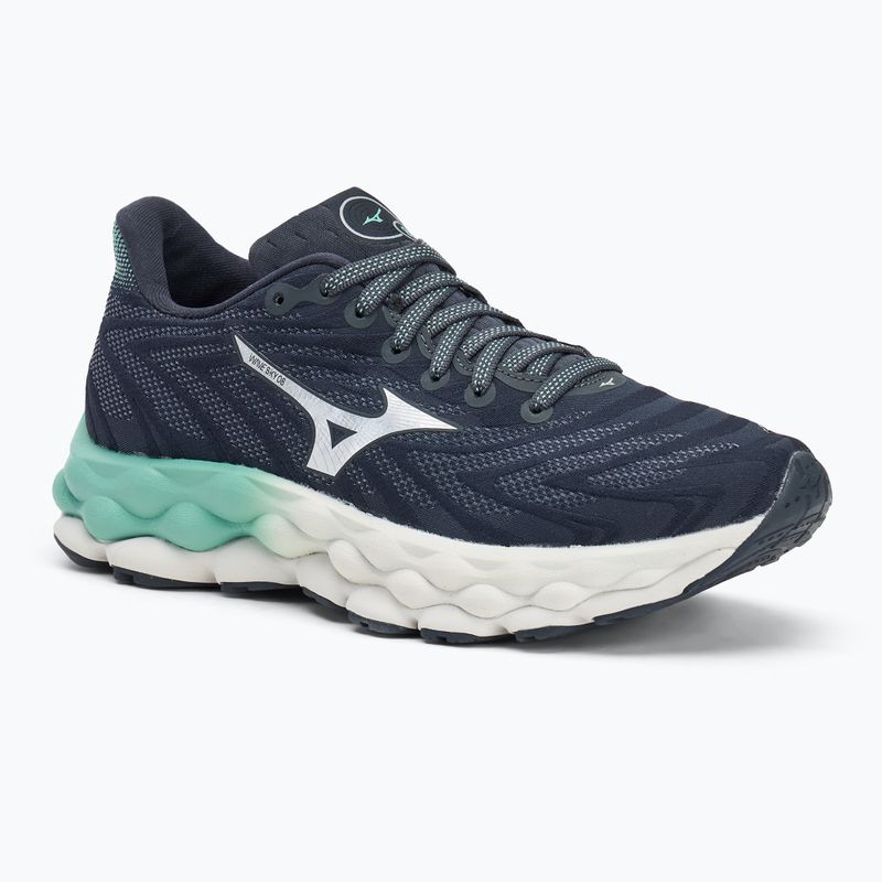 Scarpe da corsa da donna Mizuno Wave Sky 8 india ink/neo silver/polvere verde giada