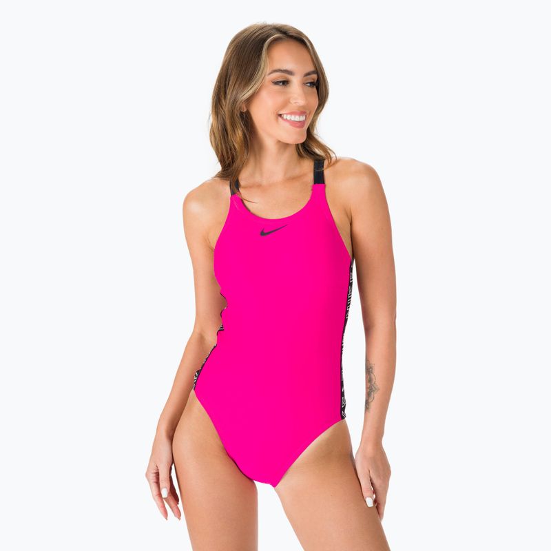 Costume intero donna Nike Logo Tape Fastback rosa prime 3