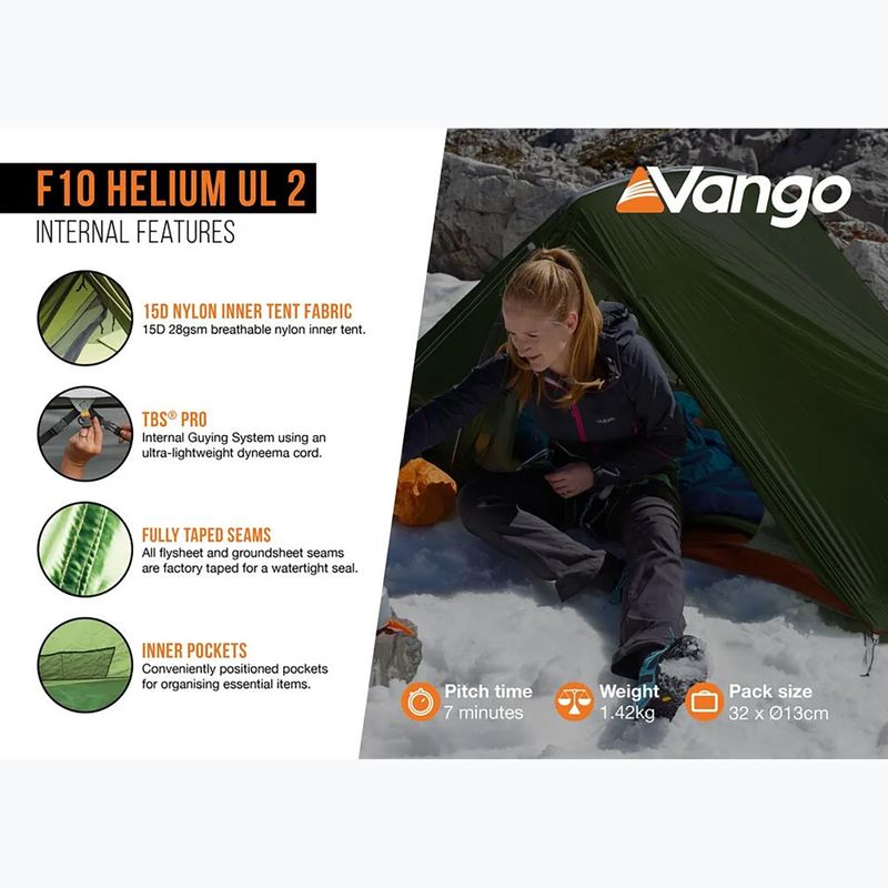 Tenda da campeggio per 2 persone Vango F10 Helium UL 2 verde alpino 11