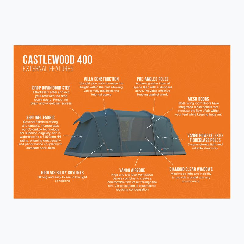Tenda da campeggio per 4 persone Vango Castlewood 400 pacchetto verde minerale 2