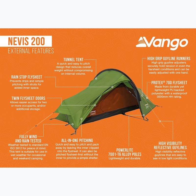 Tenda da campeggio Vango Nevis 200 pamir verde per 2 persone 6